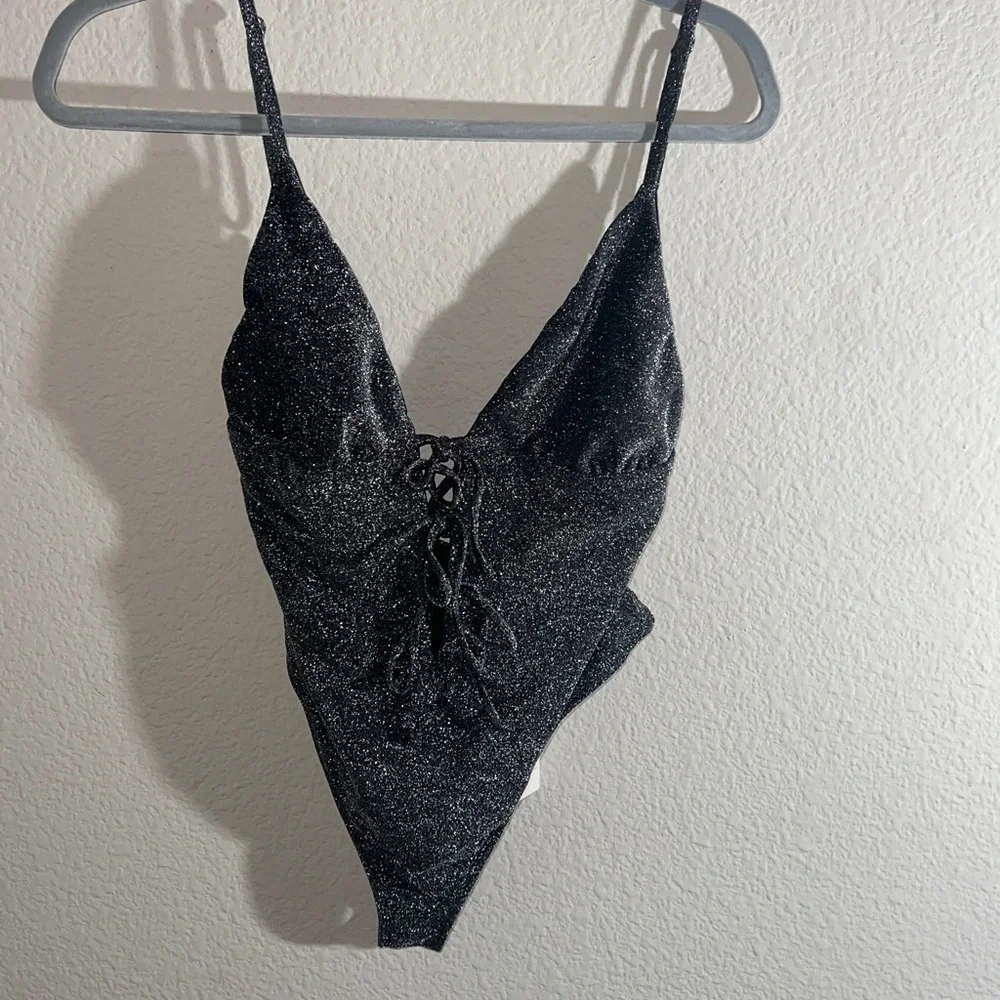 Dippin' Daisy's Mercury One Piece Swimsuit Sparkle Black beach resort Sz L NWT - Picture 5 of 10